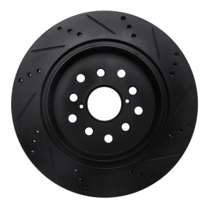 Lexus LS430 Brake Rotor (1) - Rear Left - R1 Concepts - Drilled & Slotted - Black - `01-`06